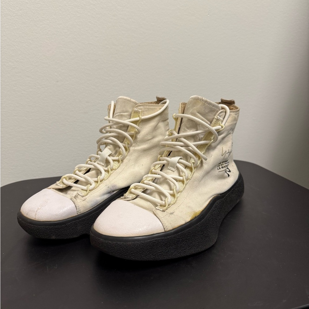 Y-3 Cream High-Top Sneakers with Black Soles